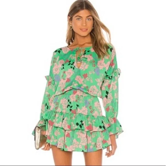 misa green floral dress Misa Athena Dress main image 0